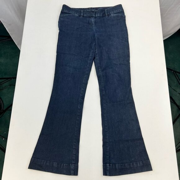The Limited Womens Flare Jeans Blue Navy Pockets Dark Wash Denim Cotton Blend 8L - Picture 1 of 10